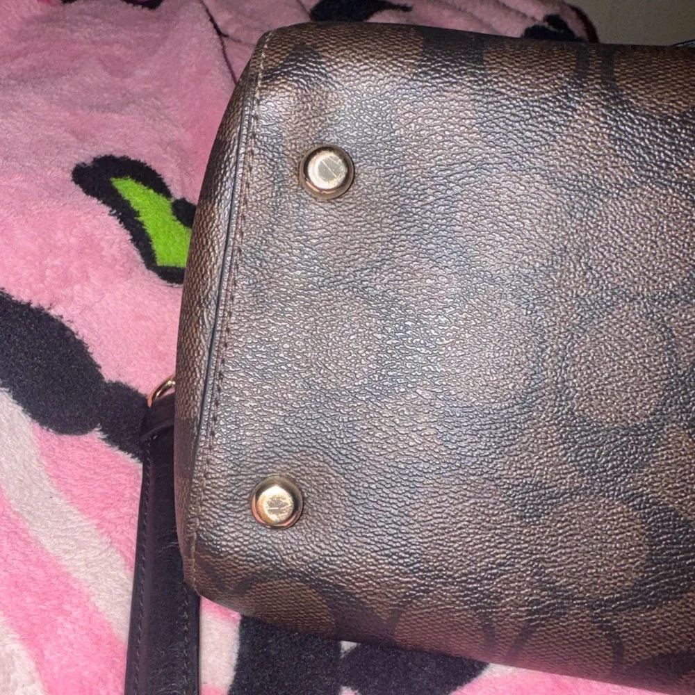 Coach Brown Rowan Signature Crossbody Satchel with Gold Hardware EUC - Picture 11 of 13